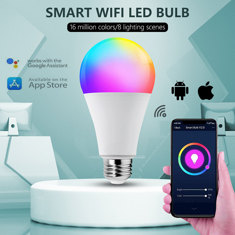 Factory Direct Sale UL Smart wifi LED Bulb RGBW/WW Compatible With Alexa and Google Assistant OEM Available