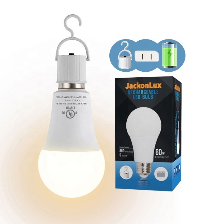 9 Watt Emergency Bulb Rechargeable Light  E26 B22 E27 Battery Operated LED Light Bulb For Home