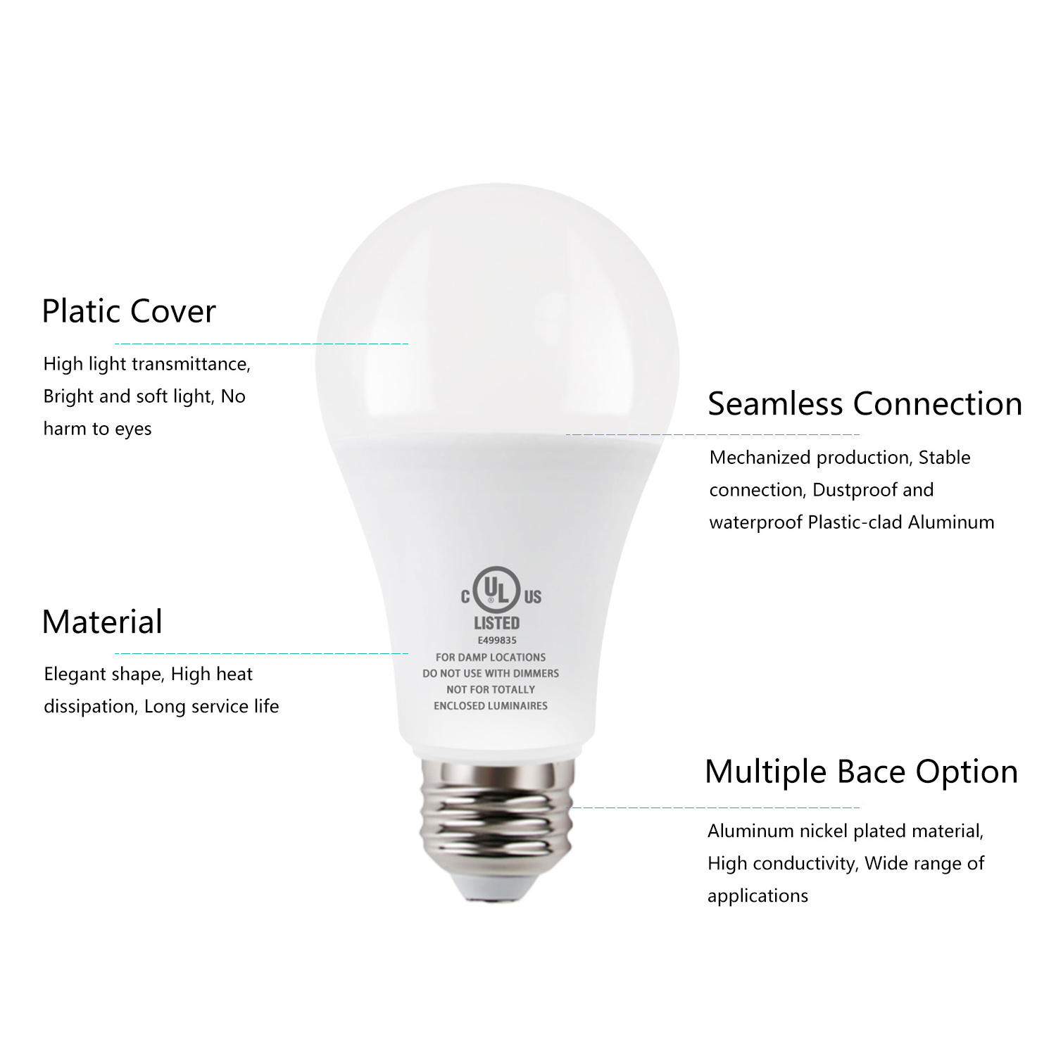 Smart LED Light Bulb E27 8W 800 Lumen Motion Sensor Light Bulb 3000K 5000K 6000K