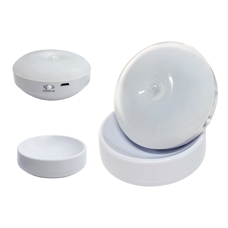 Motion Sensor Round Room Lamp 360 Degree Rotatory Magnetic Adhesive Tape Mounting LED Night Light