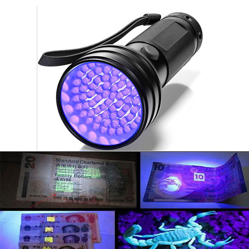 Black Light 51 LED 395nm UV Blacklight Flashlights Detector for Pets Urine and Stains for Banknote Detection Catch Scorpion