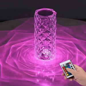 Hot 16 Colors Changing Rgb Touch Lamp Led Rose Crystal Table Lamp Usb Romantic Led Rose Crystal Desk Lamps For Bedroom Living