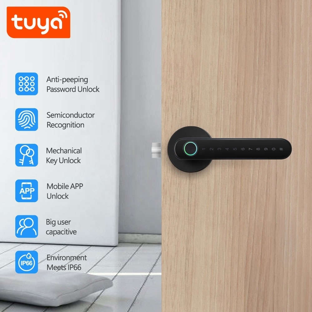 Hot selling Fingerprint Door Lock With Key, Password, App Tuya Smart,Blue-tooth PST-T8 Factory Outlet