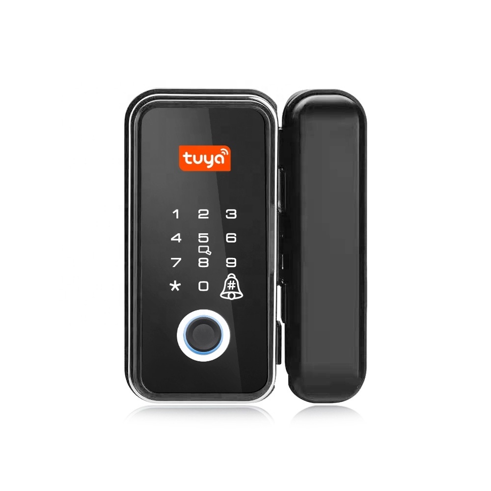 Home Security Apart Hotel Tuya Smart Biometric Fingerprint Glass Door Lock For Home PST-GL-B2