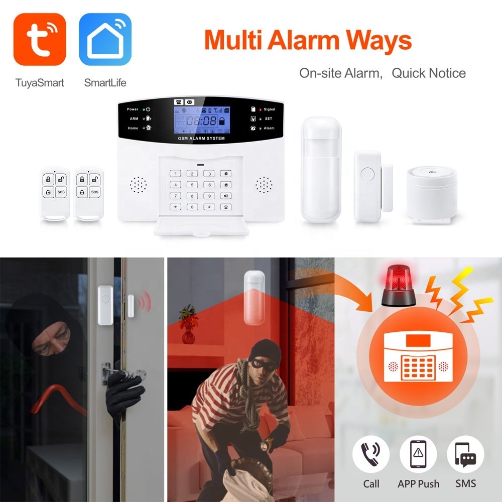 Factory Price Tuya Smart Tuya Smart WiFi 200 Wireless & 8 Wired Zones GSM Home Alarm PST-PG500-TY