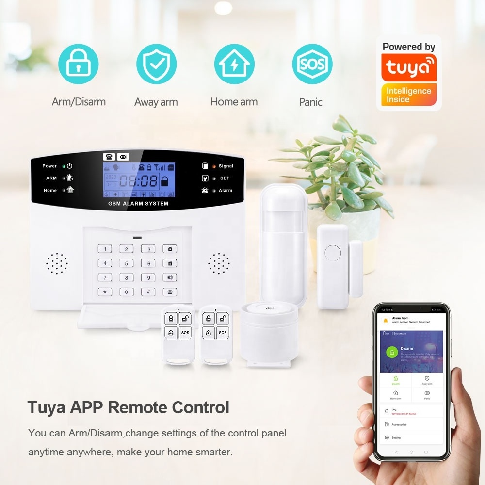 Factory Price Tuya Smart Tuya Smart WiFi 200 Wireless & 8 Wired Zones GSM Home Alarm PST-PG500-TY