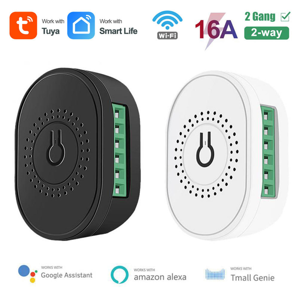 2023 New Design Tuya Smart Wi-Fi Mini 2CH Switch Work with Alexa/Google Assistance PST-TMW02