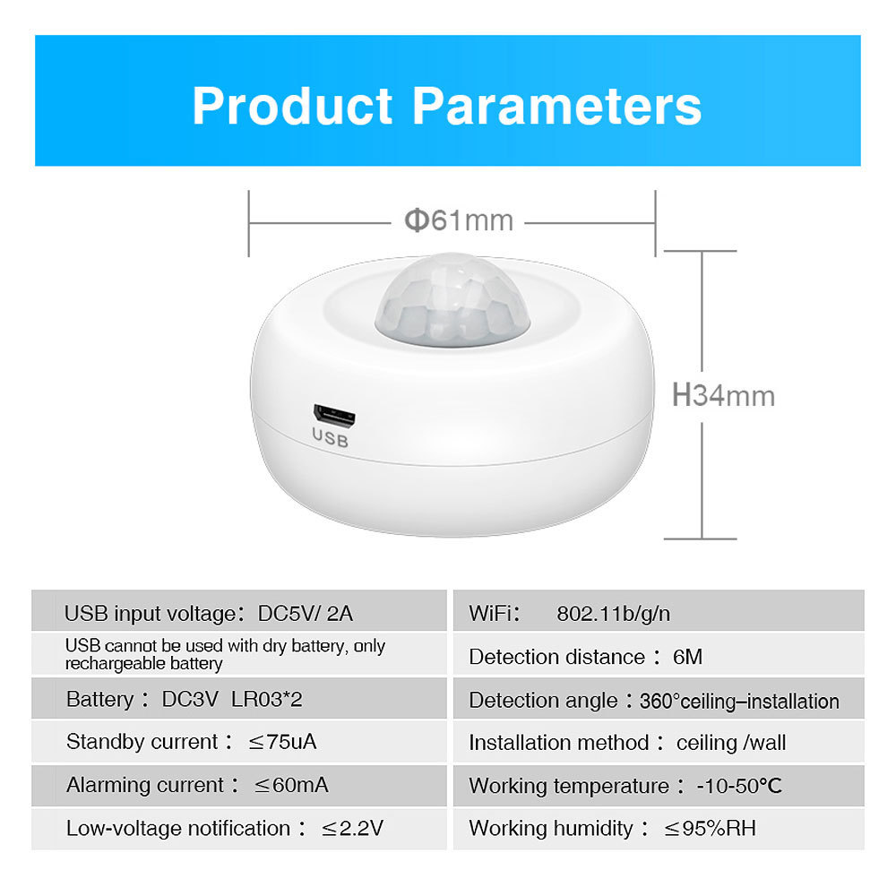 High Quality Tuya Wifi Human Body Movement Infrared Detector Home Security Smart PIR Alarm Detector PST-HW400B