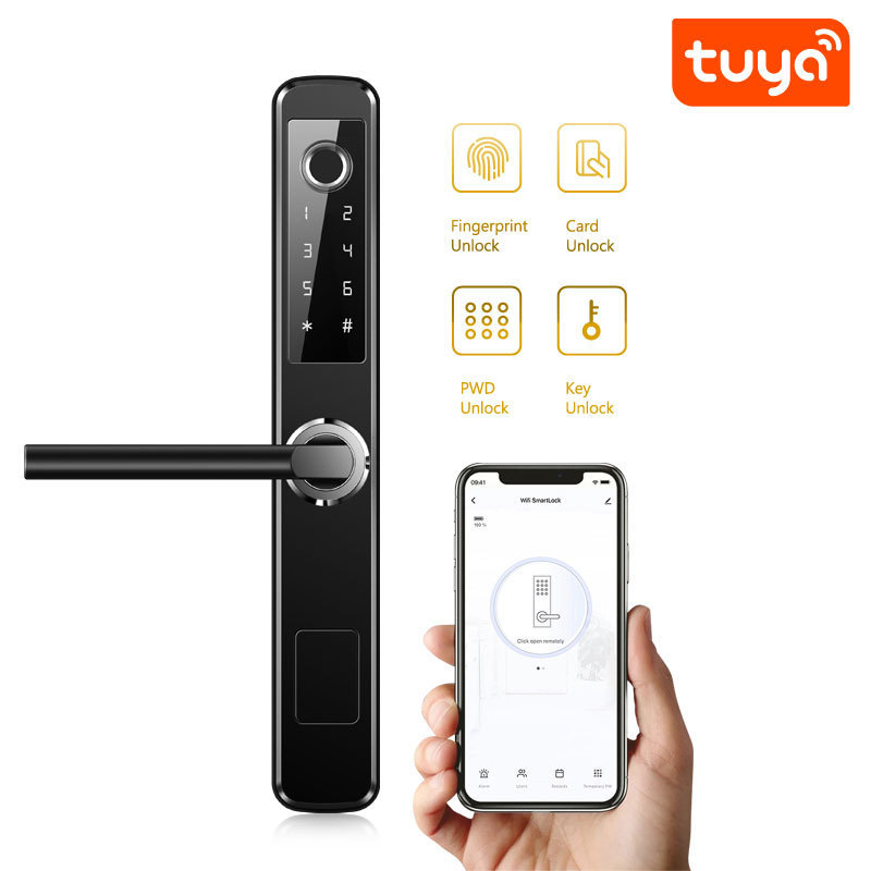 Tuya Smart WiFi Single Side Fingerprint Password Mobile Phone Control Waterproof Door Lock PST-F2-21