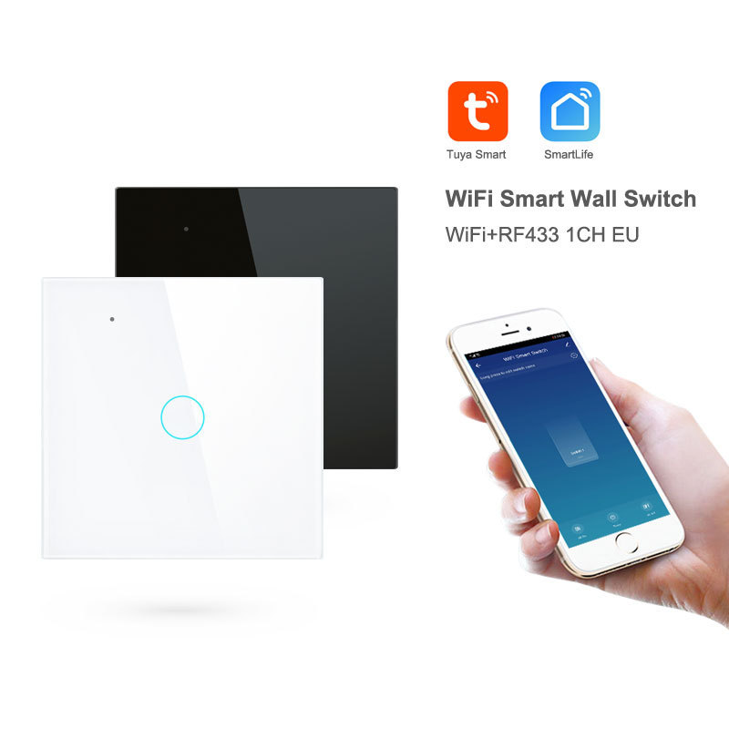 New Arrival Alexa/Google Assistance 1 Gang Switch Tuya Smart 1CH WIFI EU Touch Gang Switch PST-WT-E1