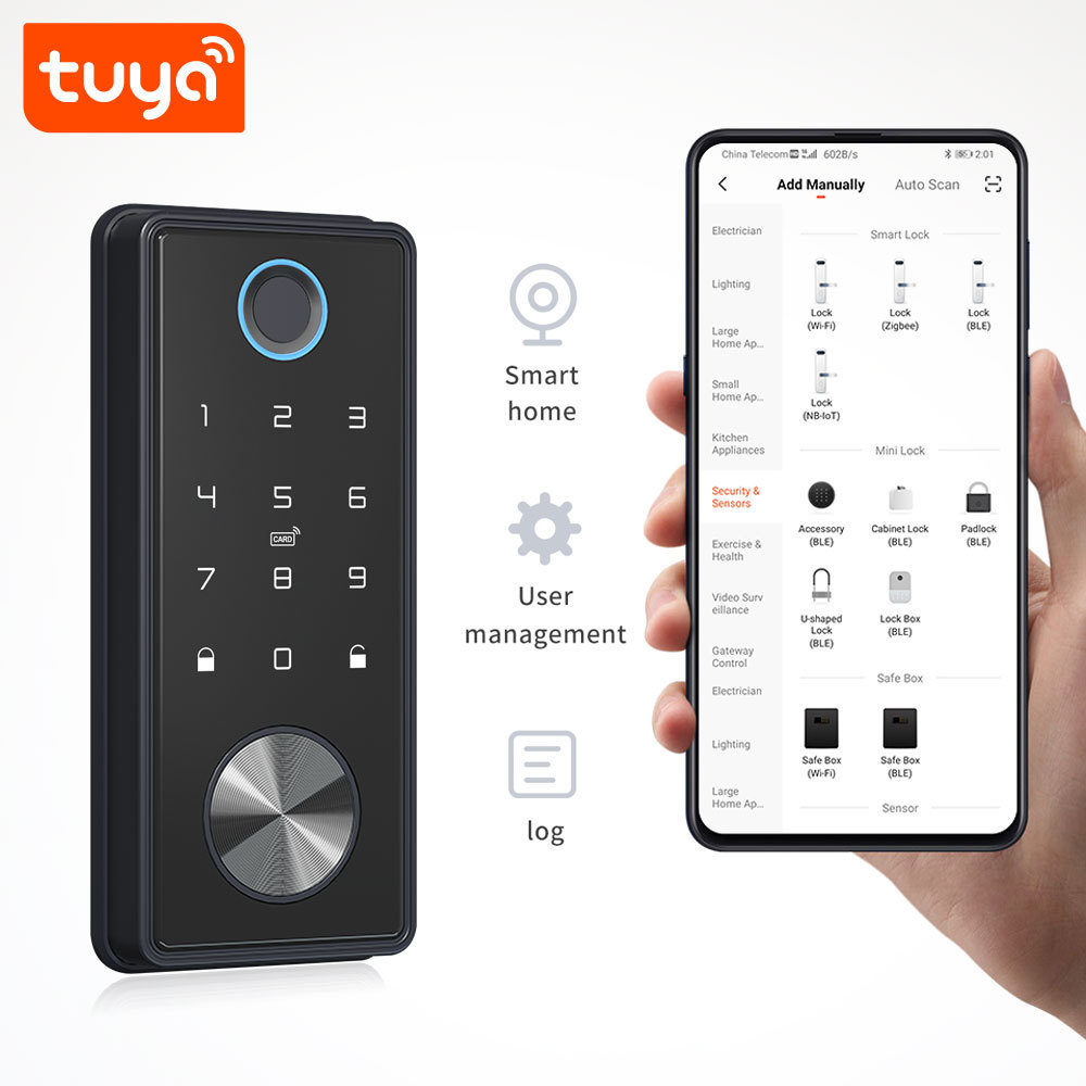 2023 China Factory Price Fingerprint, Key, ID card, Password, App Unlock Tuya Smart WiFi Entry Hotel Deadbolt Door Lock For Home