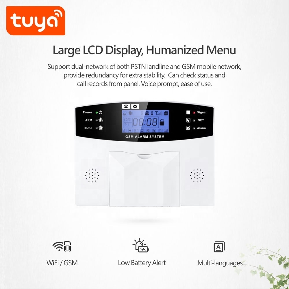 Factory Price Tuya Smart Tuya Smart WiFi 200 Wireless & 8 Wired Zones GSM Home Alarm PST-PG500-TY