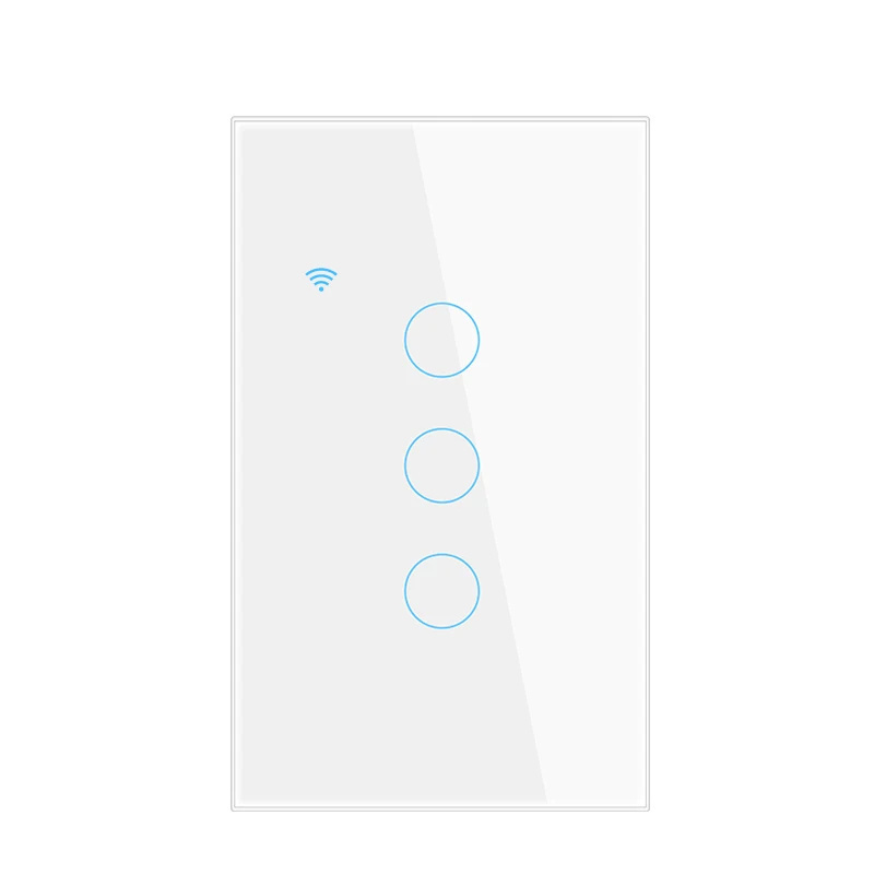 Best Price Tuya Smart Home Light Wall Touch Switch 118*72*35MM 3 Gang Wifi Light switch US Standard PST-TY-U3