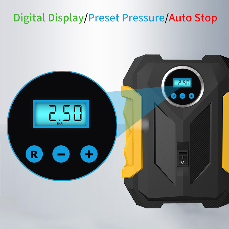 CARSUN PowerTiger Portable Car Air Pump For Wheel Tire Home Bike Inflator Vacuum Digital Smart Pressure Car Air Pump