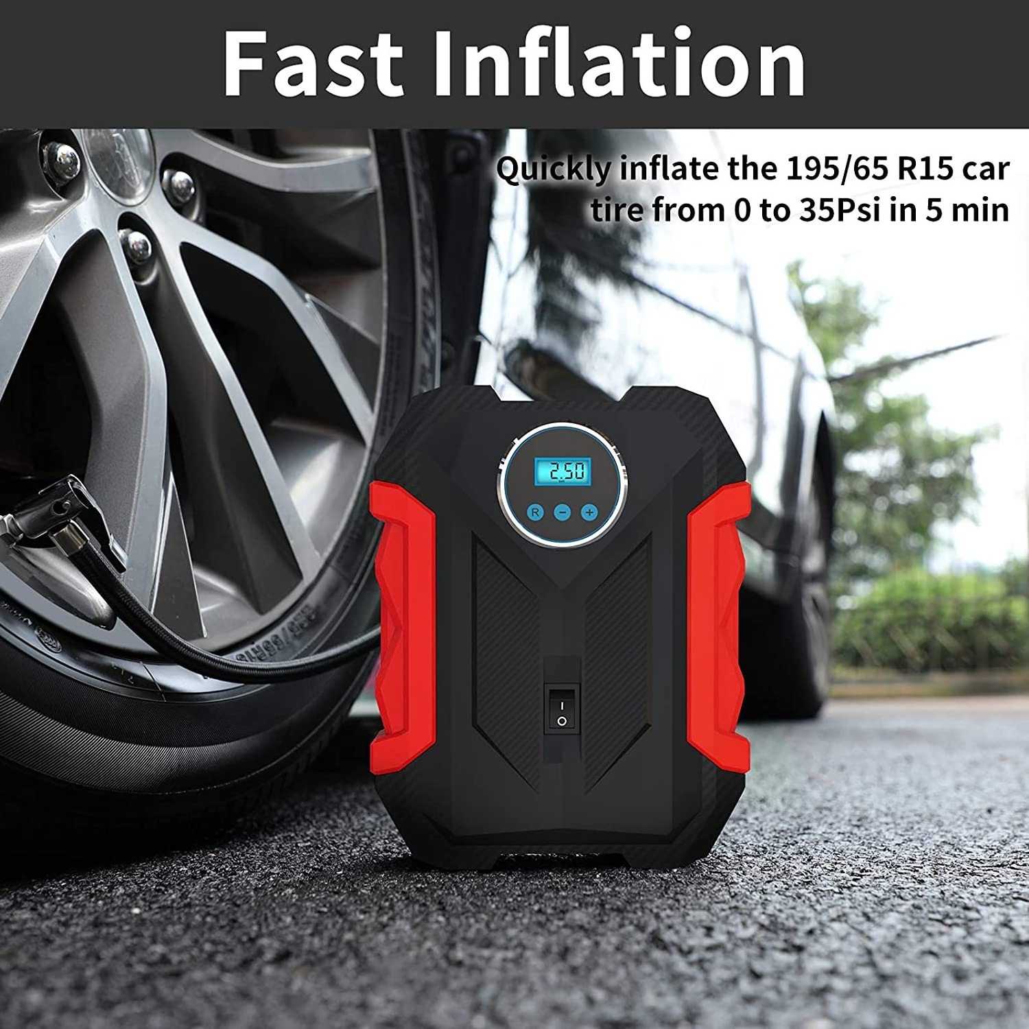 CARSUN Portable Air Compressor 12v Car Air Pump Electric  Air Compressor Tire Inflators Car Tyre Inflator