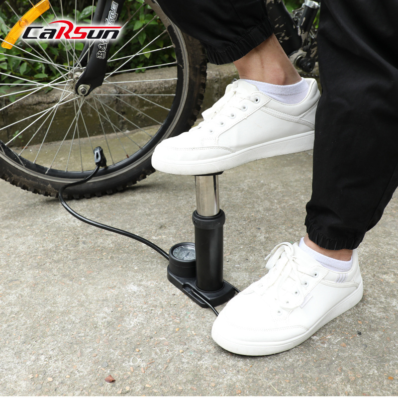 CARSUN Portable Aluminum Cycling Bicycle Air Foot Pumps Pressure Pedal Bike Pump With Mechanical Bicycle Tire Inflators