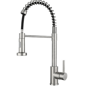 deck-mounted way spring pull out 304 stainless steel nickel 360 degree swivel spout kitchen sink faucet kitchen faucets