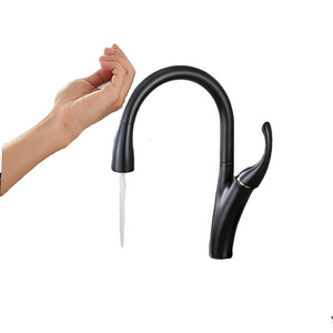 matt black touch sensor digital hand control pull-out kitchen faucet