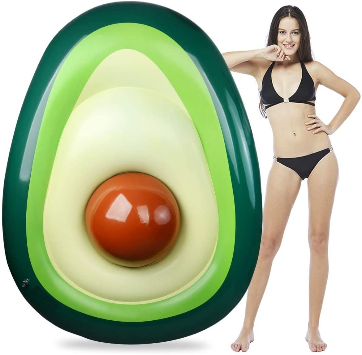 Inflatable Avocado Pool Float  with Ball Water Fun Large Blow Up Summer Beach Swimming Float Party Toys Lounge Raft for