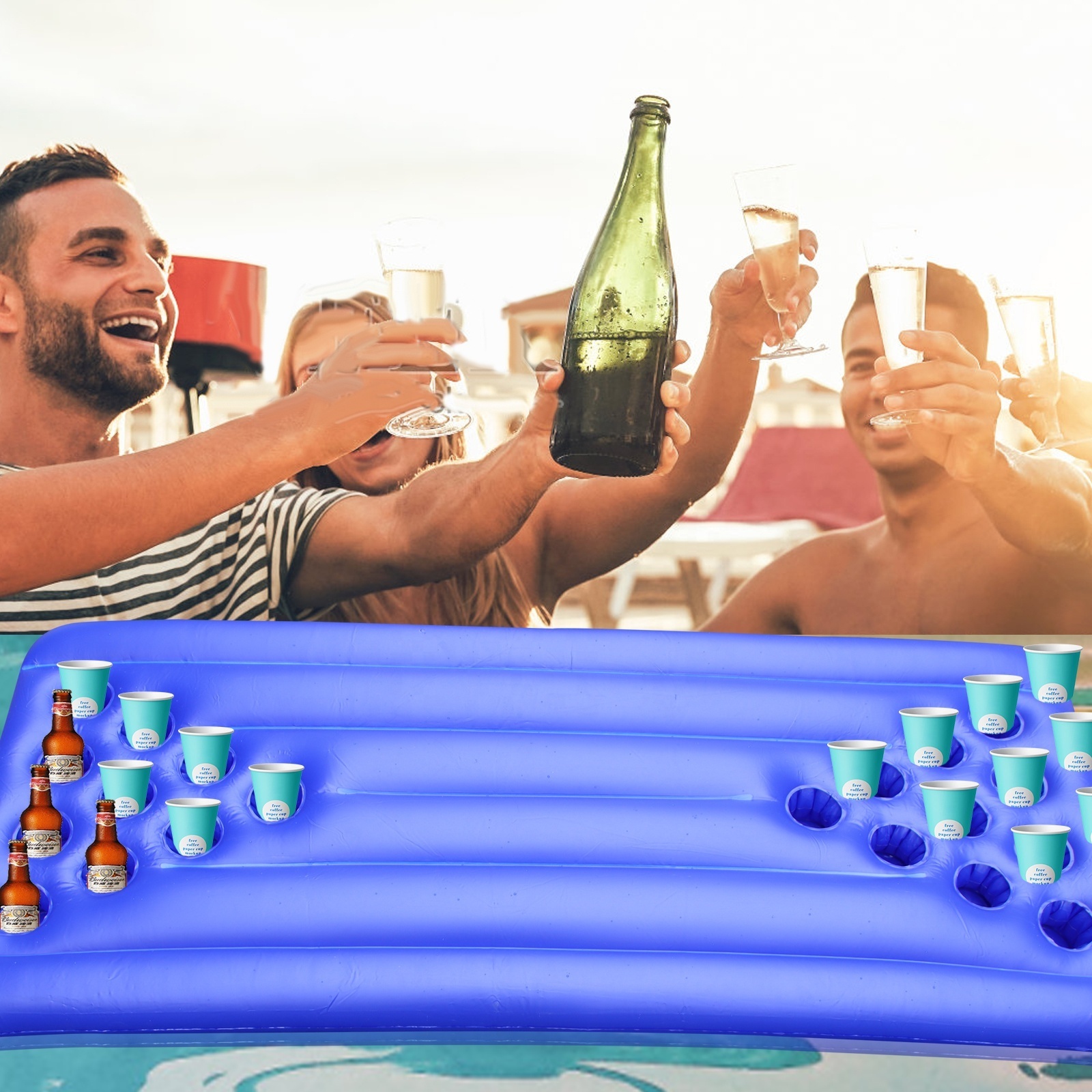 Inflatable Floating Beer Table Pool Float Game for Adults