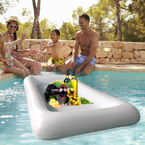 Party Food Cooler for Picnic  serving Pool Float Cup Holder Inflatable Serving Bar Buffet Ice Cooler  pool float