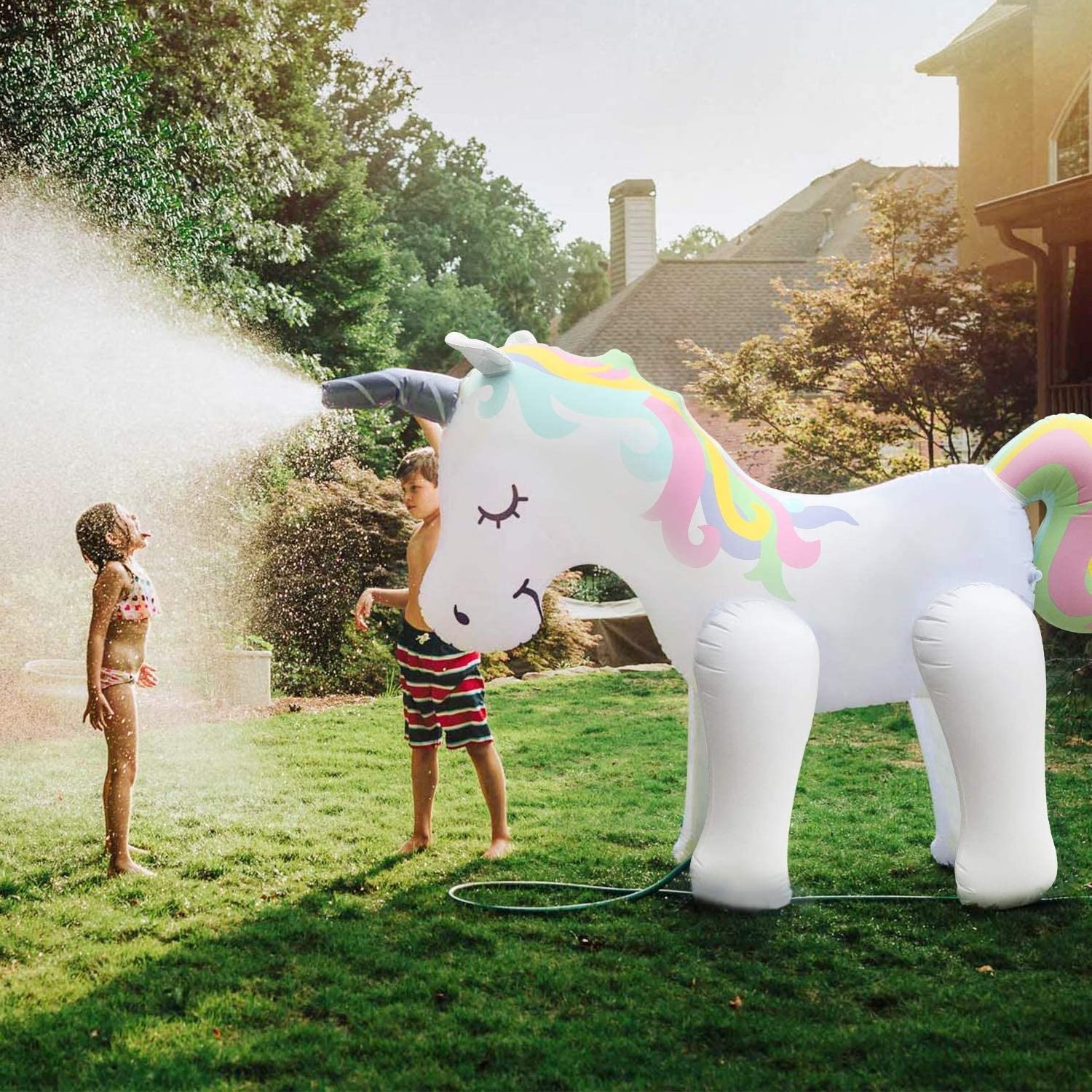 Unicorn Sprinkler Inflatable Water Toys Outdoor Ginormous Yard Sprinkler for Kids