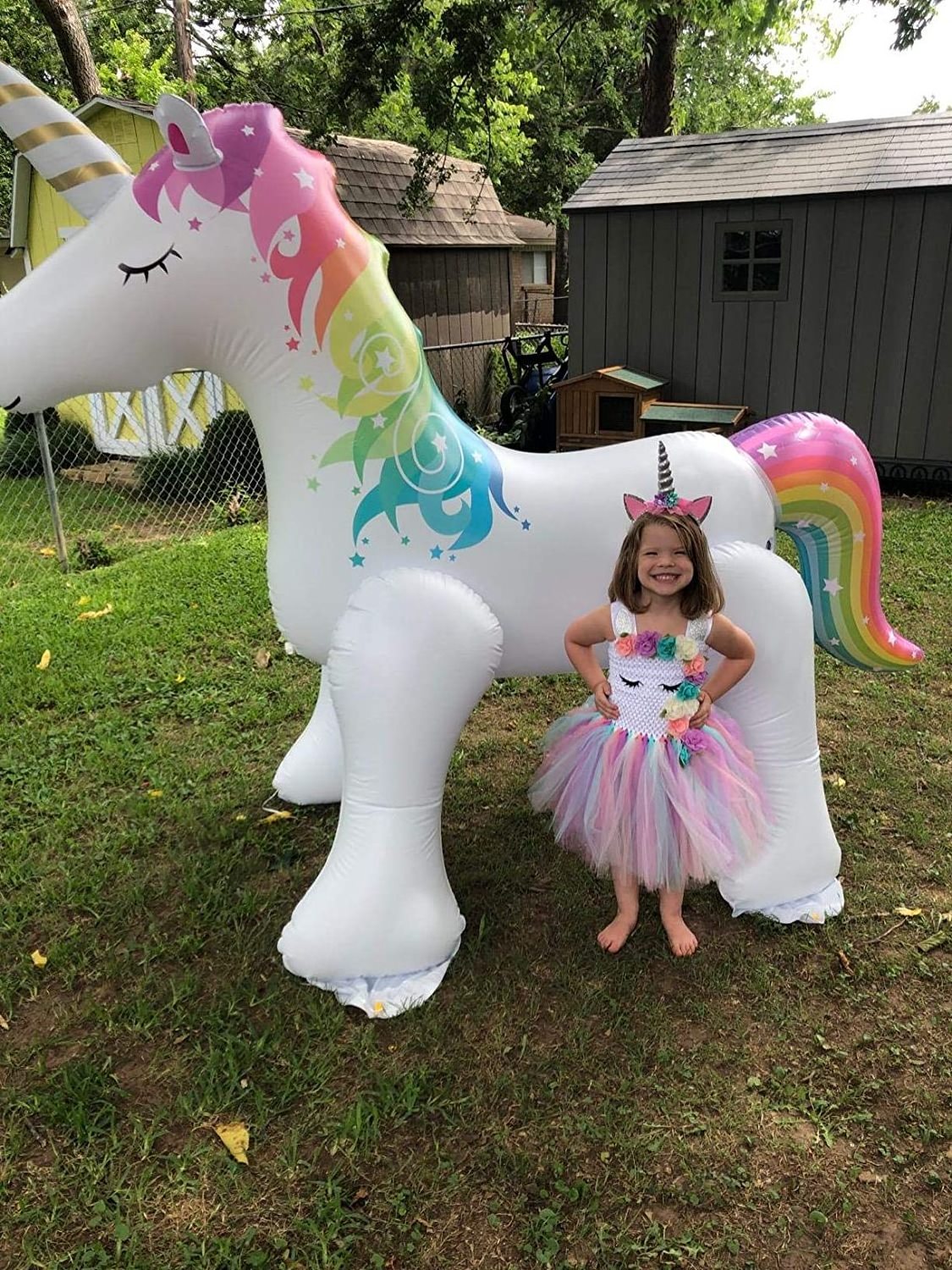 Unicorn Sprinkler Inflatable Water Toys Outdoor Ginormous Yard Sprinkler for Kids