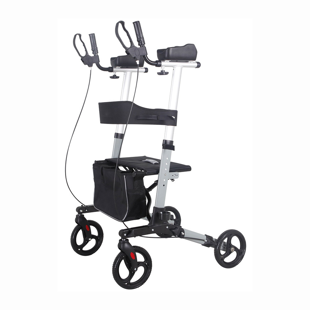 Upright Walker Standing Foldable Rollator with Nylon Cushion