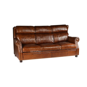 Living room furniture 2 seater cigar brown leather sofa