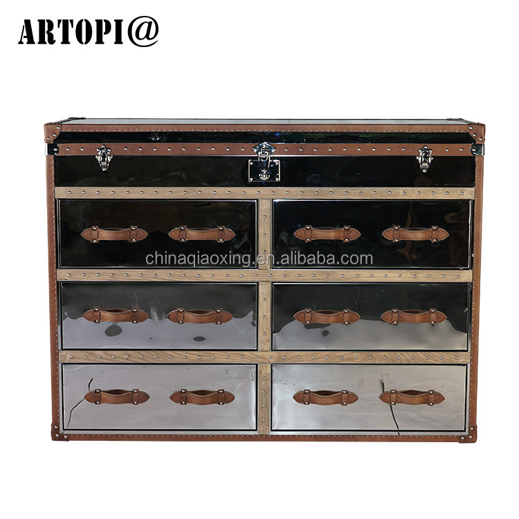 Wholesale Vintage Hotel Home Furniture Stainless Steel Storage Cabinet / Living Room Bedside Cupboard