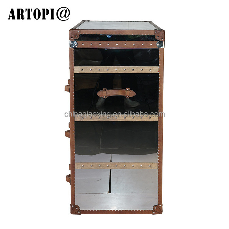 Wholesale Vintage Hotel Home Furniture Stainless Steel Storage Cabinet / Living Room Bedside Cupboard