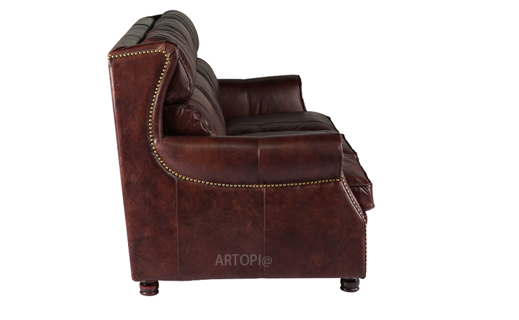 Living room furniture 2 seater cigar brown leather sofa