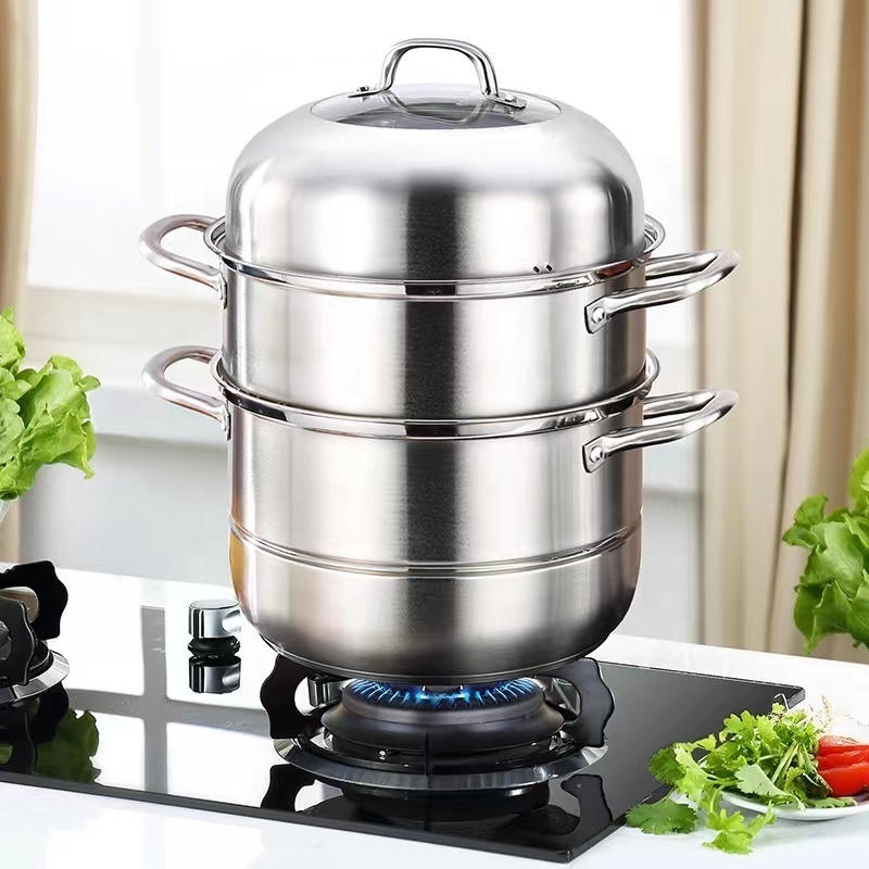 Sell well 304 food grade stainless steel for kitchen steamer pot 2/3 layer multifunction cooking pot steamer pot