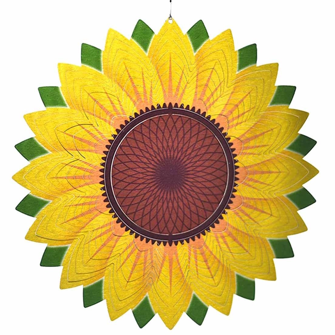 Garden Hanging Stainless Steel Sonnenblume 3D Wind Spinners Kinetic Wind Spinners Girador de viento 3D Sunflower Wind Spinner