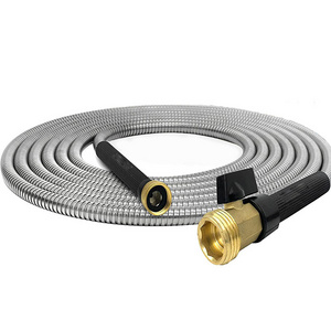 Wholesale Heavy Duty Metal Flexible Stainless Steel Garden Hose Lightweight Kink Free Stainless Steel Garden Hose Shut Off Valve