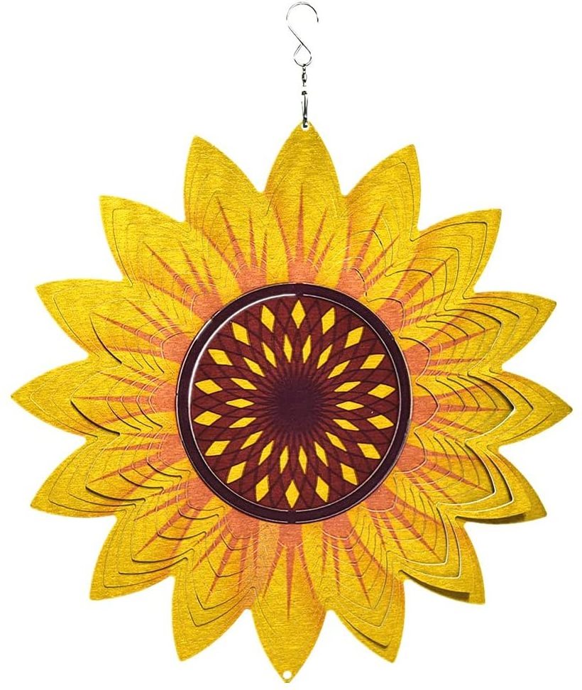 Garden Hanging Stainless Steel Sonnenblume 3D Wind Spinners Kinetic Wind Spinners Girador de viento 3D Sunflower Wind Spinner