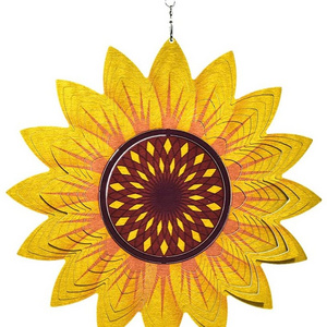 Garden Hanging Stainless Steel Sonnenblume 3D Wind Spinners Kinetic Wind Spinners Girador de viento 3D Sunflower Wind Spinner