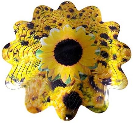 Garden Hanging Stainless Steel Sonnenblume 3D Wind Spinners Kinetic Wind Spinners Girador de viento 3D Sunflower Wind Spinner