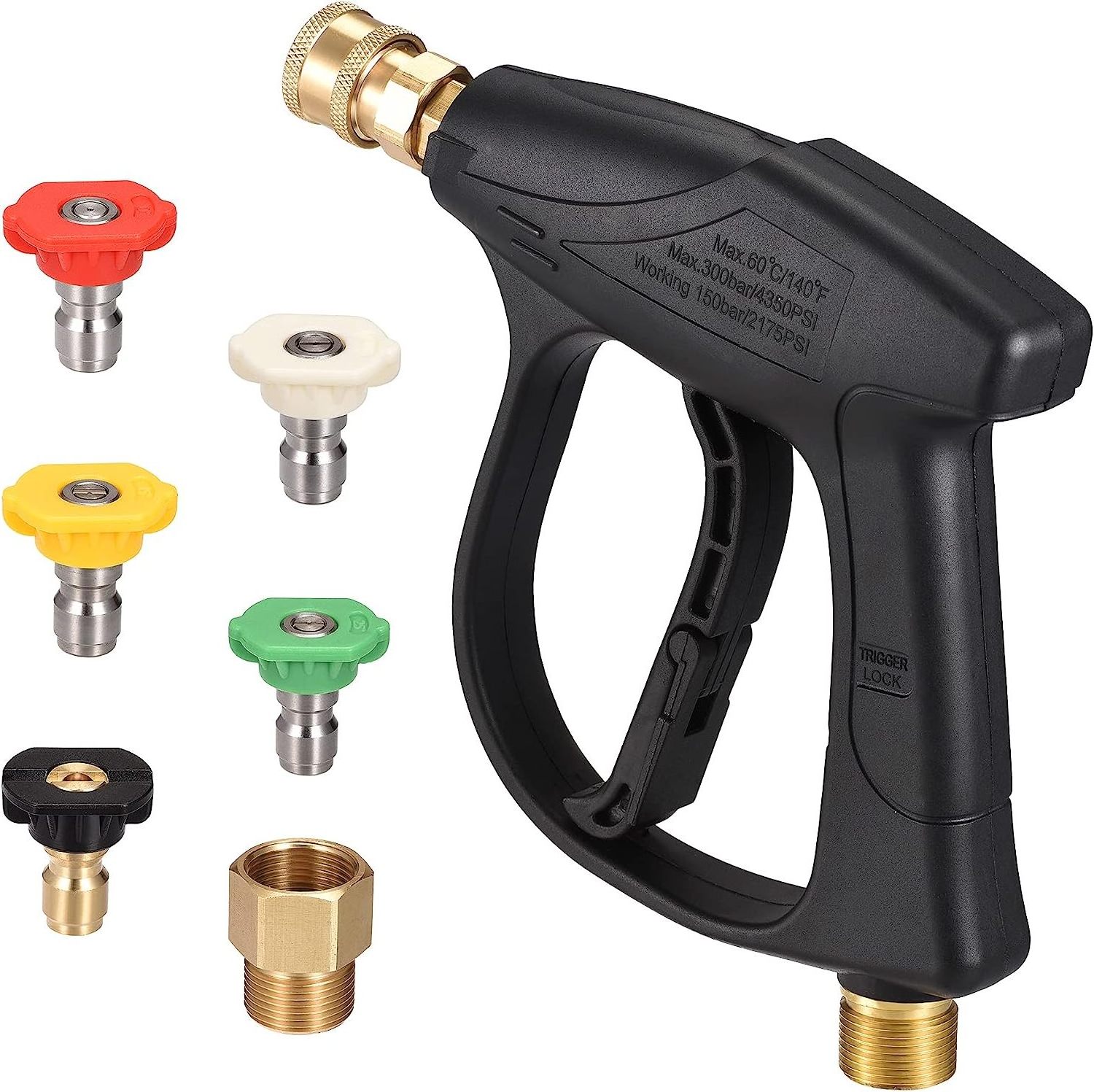 OEM Power Car Washer Gun Short Portable High Pressure Washer Gun Kit with 5 Spray Nozzle Tips High Pressure Washer Trigger Guns