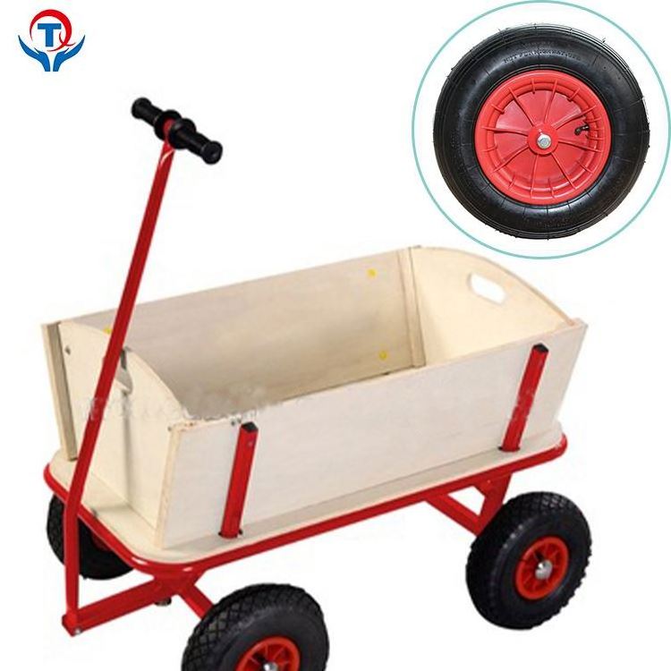 Foldable 4 Wheel Wooden Kids Serving Garden Toy Cart Wagon