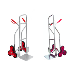 Six-wheel aluminium hand trolley for climbing stairs