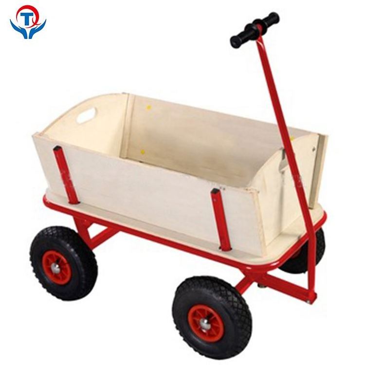 Foldable 4 Wheel Wooden Kids Serving Garden Toy Cart Wagon