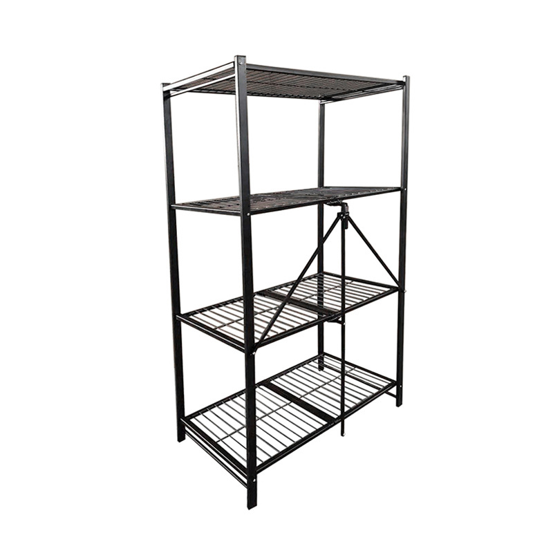 4 Tier Foldable Kitchen Storage Shelf Rack Folding Storage Metal Shelving