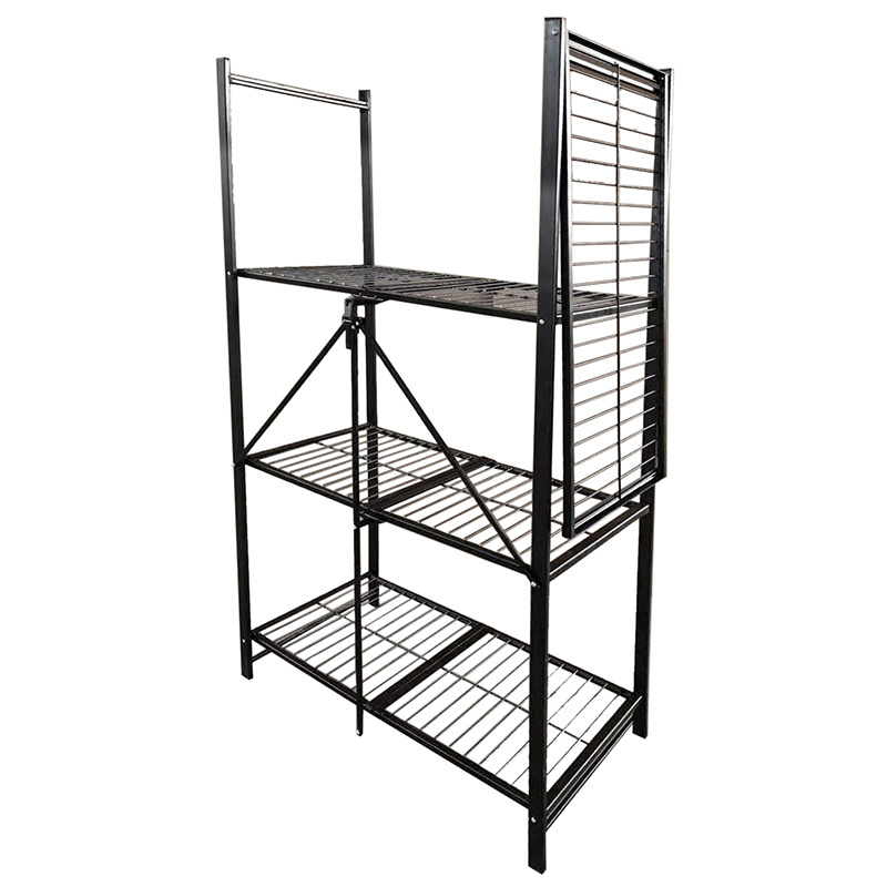 4 Tier Foldable Kitchen Storage Shelf Rack Folding Storage Metal Shelving