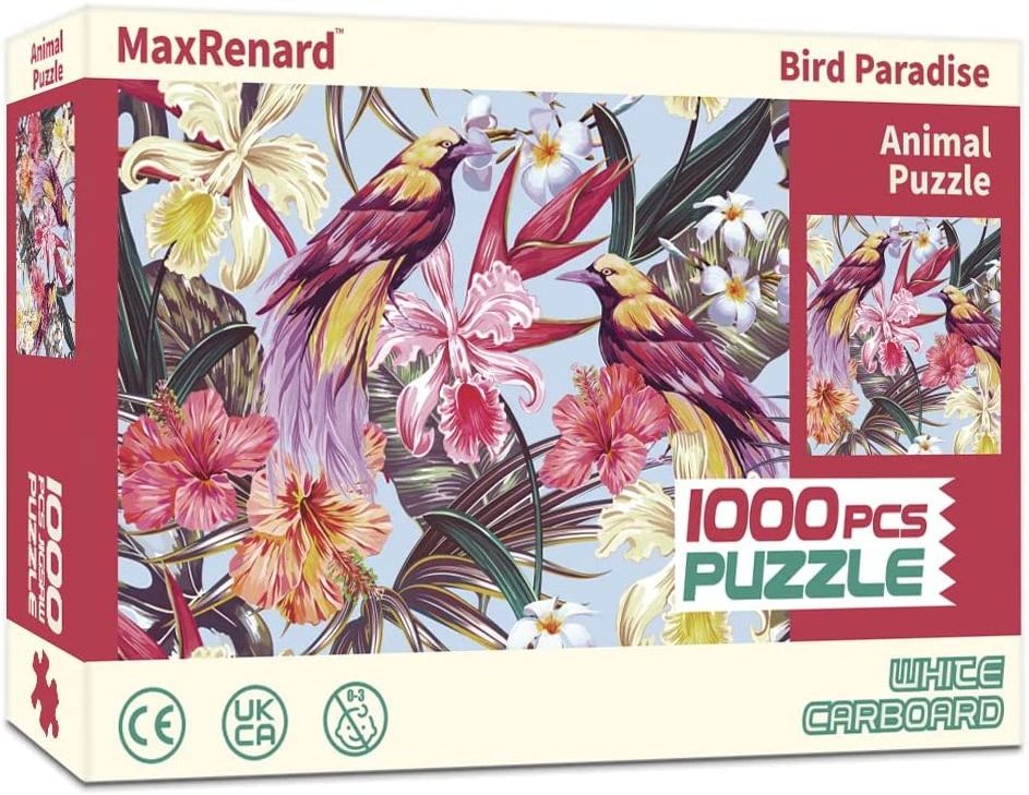 Custom 1000 Piece Paper Education Adult Game Puzzle Manufacture Jigsaw Puzzle Game 1000 Pieces Bird Paradise with Glue Sheets