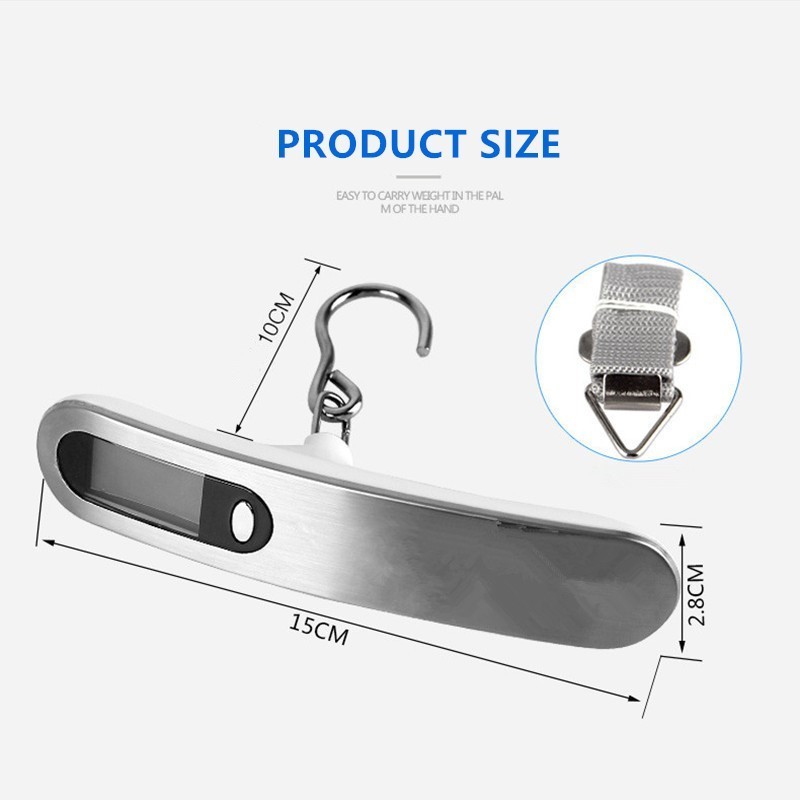 LCD Display 50 kg Portable Stainless Steel Digital Hanging Luggage Scale with Tare Function for Travel Suitcase