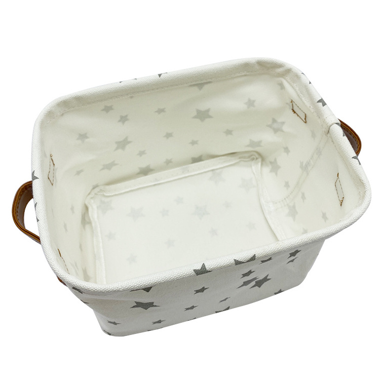 Modern Fabric Clothing Storage Box Small Rectangle Laundry Basket with Handle for Closet or for Sundries Wholesale