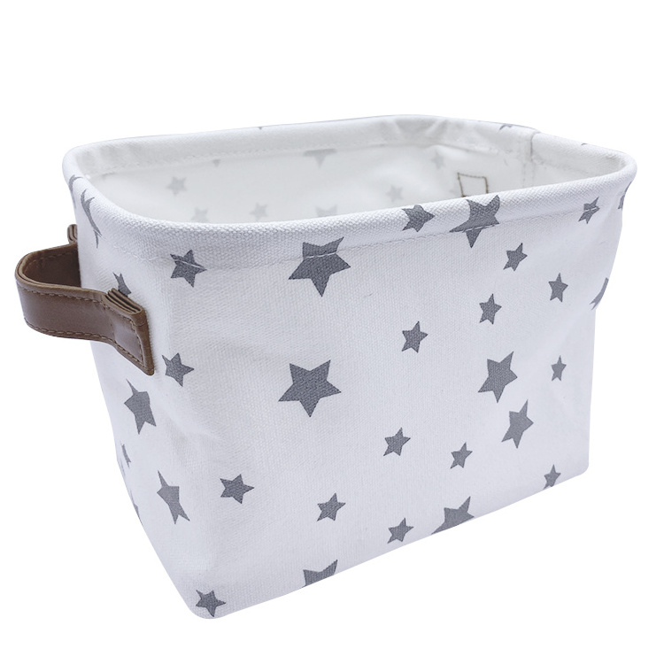 Modern Fabric Clothing Storage Box Small Rectangle Laundry Basket with Handle for Closet or for Sundries Wholesale