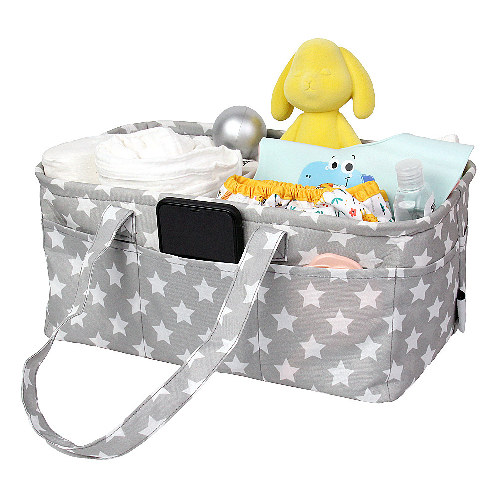 Large Portable Water Resistant Diaper Caddy Storage Basket Backpack Style Baby Mummy Bag Organizer with Solid Logo Pattern