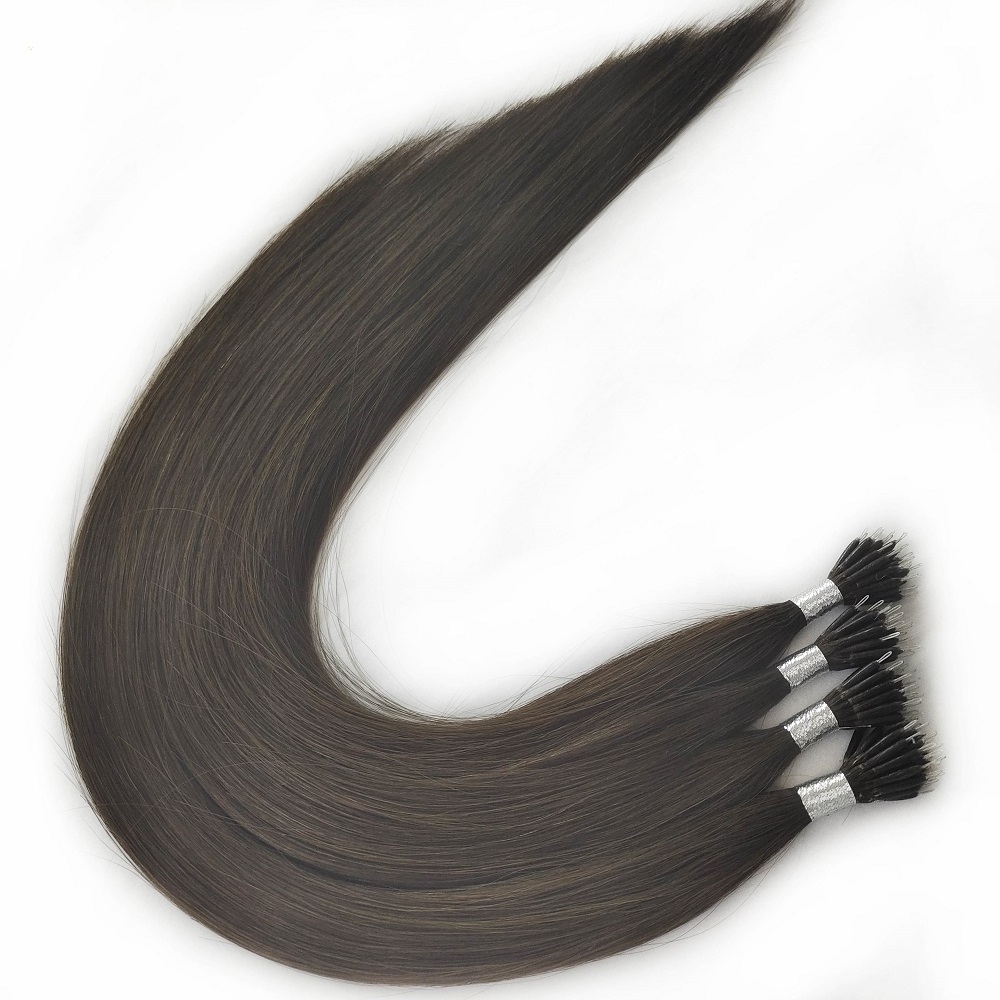 Wholesale double drawn natural real human hair italy keratin nano ring hair extensions